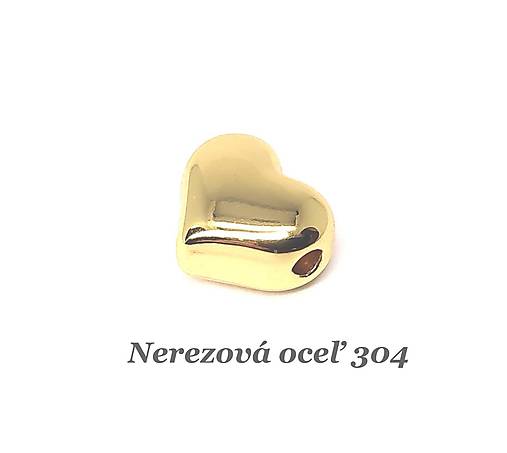 Korálka Srdce, prievlak 2,2mm /zlatá farba/ /M4551/ - nerez.oceľ 304