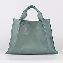 Kabelky - Kožená shopper bag taška, ktorá mení vzhľad (Modrá) - 13916244_