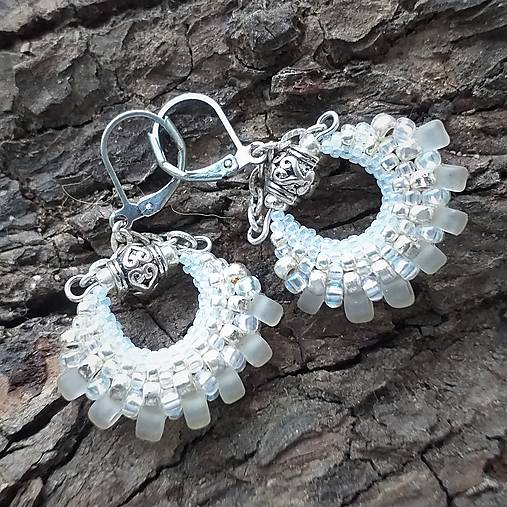 Náušnice - Vejáriky ĽADOVO STRIEBORNÉ S RETIAZKOU - 13916317_