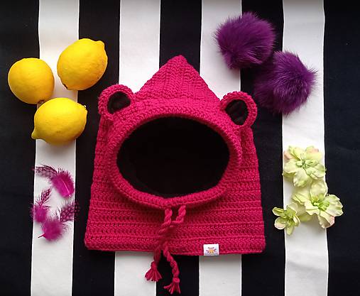 Detské čiapky - Macko uško fuchsia - 13914568_