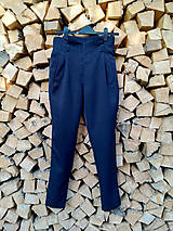 Nohavice - Modré dámske nohavice s vysokým pásom - 13915080_