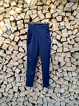 Nohavice - Modré dámske nohavice s vysokým pásom - 13915081_