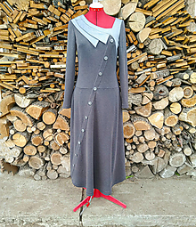 Šaty - Úpletové asymetrické dlhé sivé šaty (rôzne farby) - 13916820_