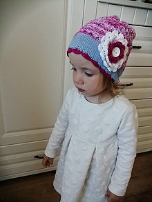 Detské čiapky - Modro ruzovo biela bavlnena prechodna SKLADOM - 13917136_
