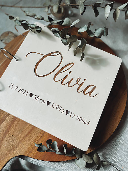 Papiernictvo - Detský drevený fotoalbum simple, personalizovaný - 13918938_