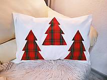 Úžitkový textil - Vianočné vankúše škótske káro jelenia hlava (stromčeky) - 13918835_