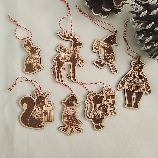 Dekorácie - Set vianočných ozdôb Zvieratká - 13920790_