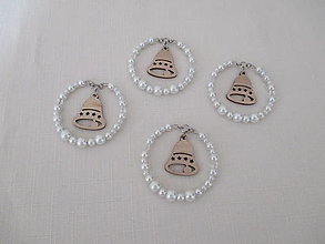 Dekorácie - Šperková závesná vianočná dekorácia - sada - 4 ks - zvončeky - 6 cm - 13919496_