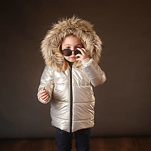 Detské oblečenie - Detská zimná bunda - holographic champagne - 13925749_