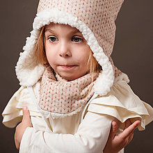 Detské doplnky - Zimný detský nákrčník knitted beige - 13926499_