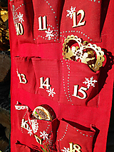 Dekorácie - Ľanový adventný kalendár červený - 13925060_