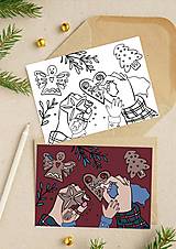 Papiernictvo - Vianočná pohľadnica na vymaľovanie “Zdobenie medovníkov” - 13923566_