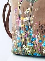 Kabelky - MILA "Wild Flowers" kožená kabelka s vypaľovaným obrázkom - 13925925_