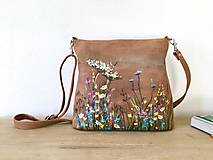 Kabelky - MILA "Wild Flowers" kožená kabelka s vypaľovaným obrázkom - 13925927_