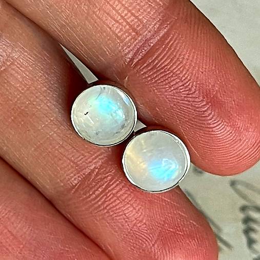 Moonstone Silver Ag925 Stud Earrings / Strieborné náušnice s mesačným kameňom