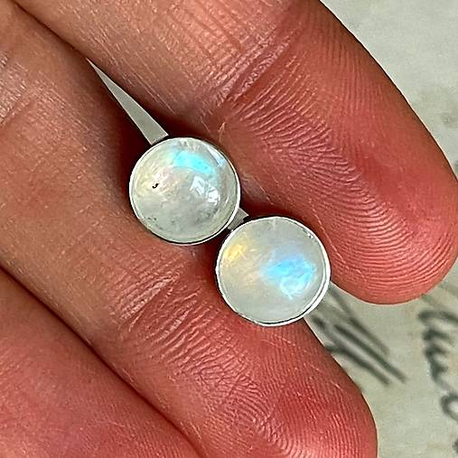 Moonstone Silver Ag925 Stud Earrings / Strieborné náušnice s mesačným kameňom