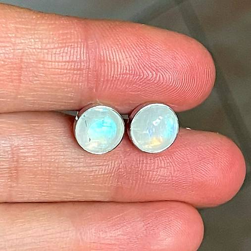 Moonstone Silver Ag925 Stud Earrings / Strieborné náušnice s mesačným kameňom