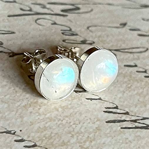 Moonstone Silver Ag925 Stud Earrings / Strieborné náušnice s mesačným kameňom