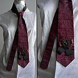 Pánske doplnky - Steampunk kravata s brošňou - 13930331_