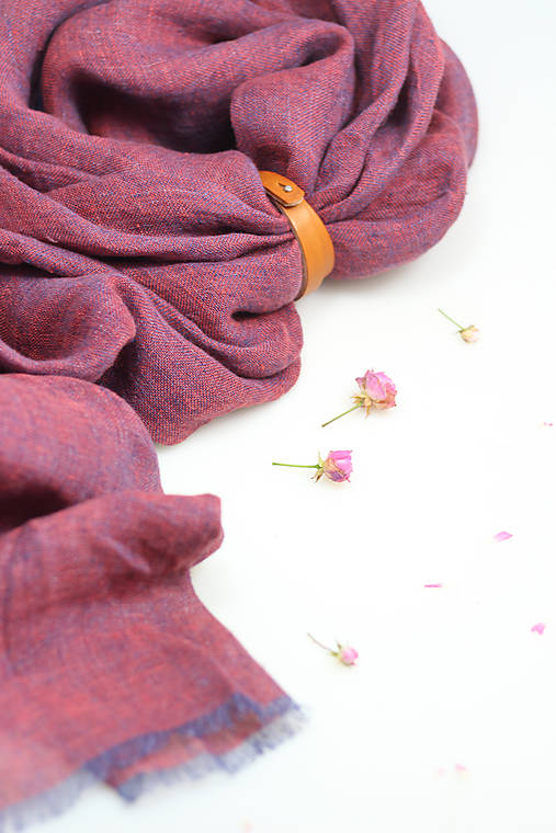Ľanová dámska elegantná šatka ružovofialovej farby "Grape"