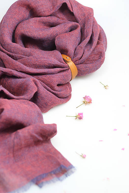Ľanová dámska elegantná šatka ružovofialovej farby "Grape"