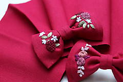 Ozdoby do vlasov - Vyšívané mašličky Jahoda ♡ (Maliny) - 13928113_