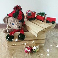 Dekorácie - Háčkovaný medvedík -  vianočný - 13927500_
