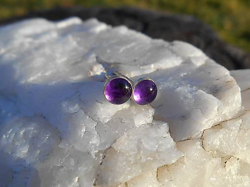 Náušnice - mini ametyst-naušničky-striebro - 13936600_