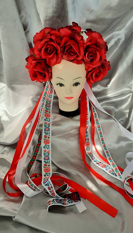 Ozdoby do vlasov - Veľká červená parta z ruží - 13933437_