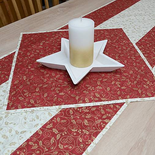 Úžitkový textil - IZABELA - zlaté cezmíny na vínovej a smotanovej - štvorec  (40 cm x 40 cm) - 13933046_