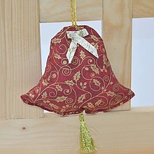 Úžitkový textil - IZABELA - zlaté cezmíny na vínovej a smotanovej - vianočný zvonček 13x13 - 13933161_