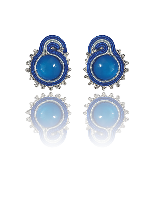 Blu handmade soutache náušnice - autorské šperky LEKIDA