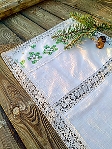 Úžitkový textil - Vianočná biela štóla s čipkou - 13934784_