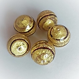 Korálky - Korálky sklenené guľky so zlatistou fóliou - 13932552_