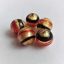 Korálky - Korálky sklenené guľky so zlatistou fóliou (15mm - Pestrofarebná) - 13932873_