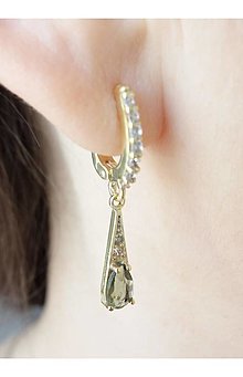 Náušnice - Náušnice Bellatrix v tvare vltavínskej kvapky a pravých diamantov z bieleho a žltého zlata (žlté zlato) - 13932783_