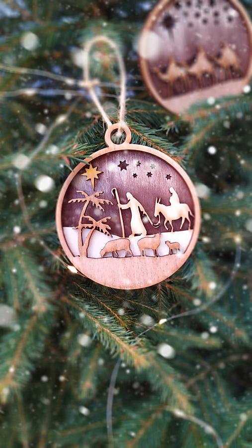 Dekorácie - Vianočná ozdoba Betlehemský príbeh (tmavé pozadie) (Ozdoba Betlehem) - 13938578_