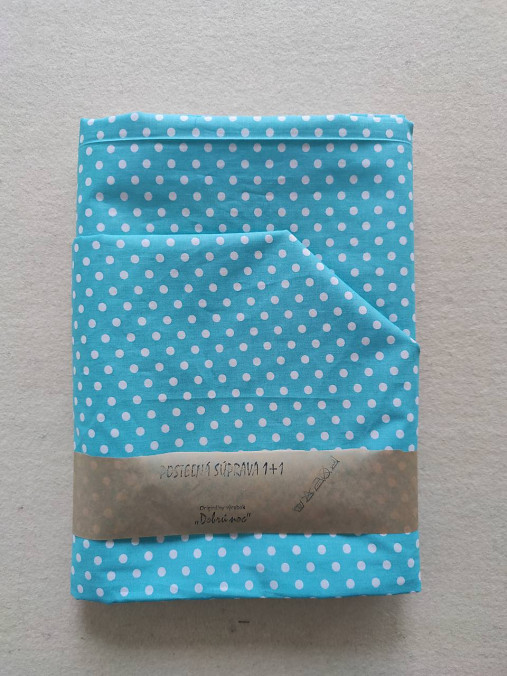 Úžitkový textil - Posteľné obliečky 140 x 200/ 70 x 90 cm Bodka tyrkysová - 13939964_