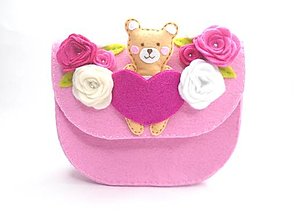 Detské tašky - Moja prvá kabelka s hračkou (s macíkom (ružová)) - 13939795_
