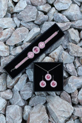 Sady šperkov - Ručne šitý set šperkov Mini (Ružová) - 13939085_