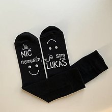 Ponožky, pančuchy, obuv - Maľované ponožky s nápisom: Ja nič nemusím, ja som unicorn (Čierne aj so smajlíkmi) - 13941824_