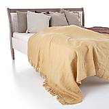 Úžitkový textil - Ľanový prehoz na posteľ so strapcami Lada - 13939327_