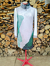 Mini šaty z teplákoviny bielo-zelené (rôzne farby)