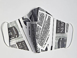 Rúška - Tvarované dvojvrstvové rúško - noviny na bielom - 13941218_