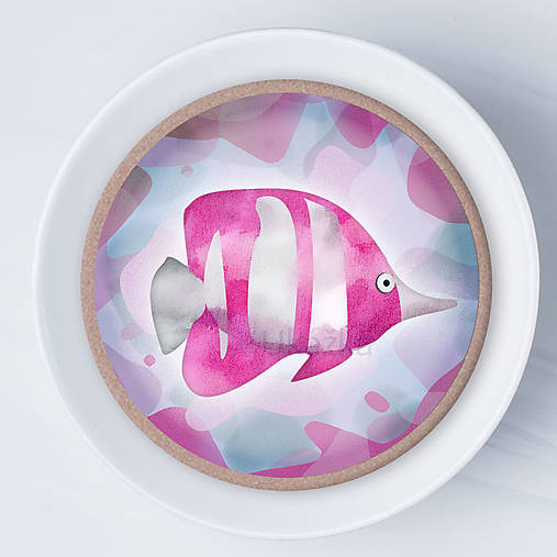 Rybičky - návrh na potlač na koláč (ružová)