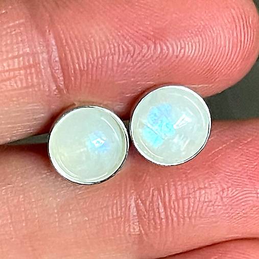 Moonstone Silver Ag925 Stud Earrings / Strieborné náušnice s mesačným kameňom