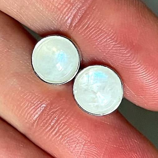 Moonstone Silver Ag925 Stud Earrings / Strieborné náušnice s mesačným kameňom