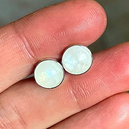 Moonstone Silver Ag925 Stud Earrings / Strieborné náušnice s mesačným kameňom