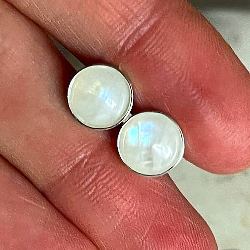 Moonstone Silver Ag925 Stud Earrings / Strieborné náušnice s mesačným kameňom