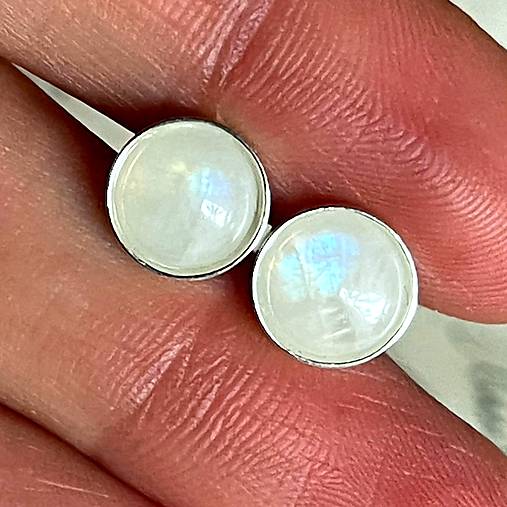 Moonstone Silver Ag925 Stud Earrings / Strieborné náušnice s mesačným kameňom